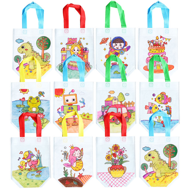 5Pcs DIY Coloring Bags with Markers Carnival Art Party Goodie Bags for Kids  Eco Mini Non-Woven Fabric Shopping Storage Bags - AliExpress